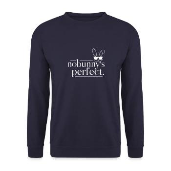 Hase "Nobunny is Perfect" Witzig - Unisex Pullover - Navy - Vorne - Alina (178cm) & Michal (187cm)