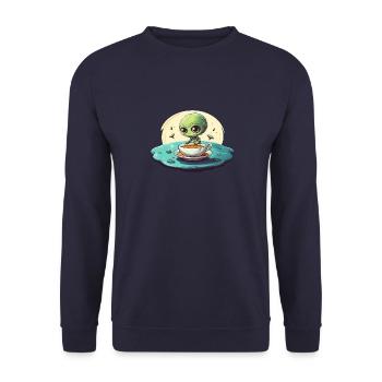 Green Alien Coffee Coffee Drinker - Unisex Sweatshirt - navy - Front - Alina (178cm) & Michal (187cm)