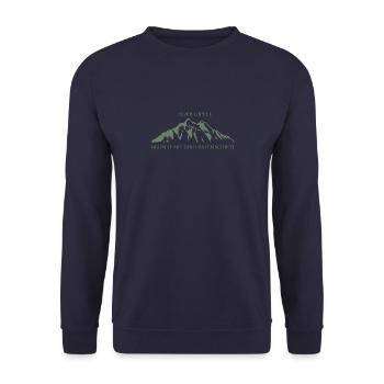Klassische Berglandschaft: Jeder Gipfel beginnt - Unisex Pullover - Navy - Vorne - Alina (178cm) & Michal (187cm)