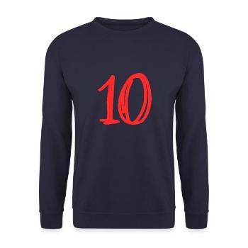 10 ANS. 10e ANNIVERSAIRE. ANNIVERSAIRE 10 ANS.10 - Sweat-shirt Unisexe - marine - Devant - Alina (178cm) & Michal (187cm)