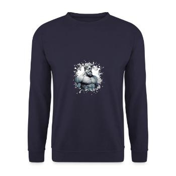 Greek Warrior Bodybuilding Gym - Unisex Pullover - Navy - Vorne - Alina (178cm) & Michal (187cm)
