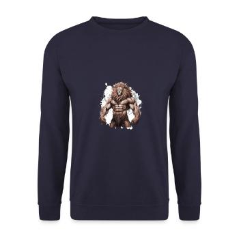 Gymnase de musculation Lion Muscles - Sweat-shirt Unisexe - marine - Devant - Alina (178cm) & Michal (187cm)