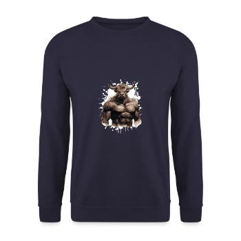 Bull Bull Muscles Bodybuilding Beast - Unisex Sweatshirt - navy - Front - Alina (178cm) & Michal (187cm)