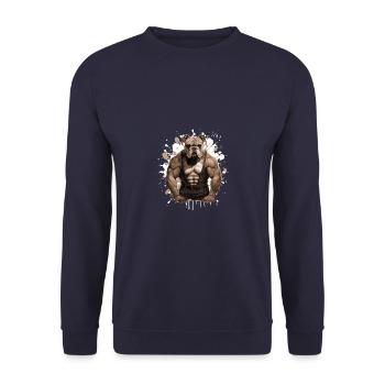 Bulldog Dog Muscles Bodybuilding - Unisex Sweatshirt - navy - Front - Alina (178cm) & Michal (187cm)