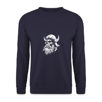Viking Skull - Unisex Sweatshirt - navy - Front - Alina (178cm) & Michal (187cm)