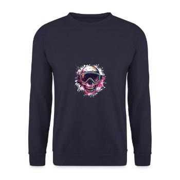 Ski Totenkopf Skibrille Skull - Unisex Pullover - Navy - Vorne - Alina (178cm) & Michal (187cm)