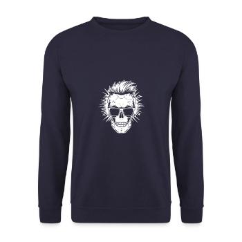 Punker Totenkopf - Unisex Pullover - Navy - Vorne - Alina (178cm) & Michal (187cm)