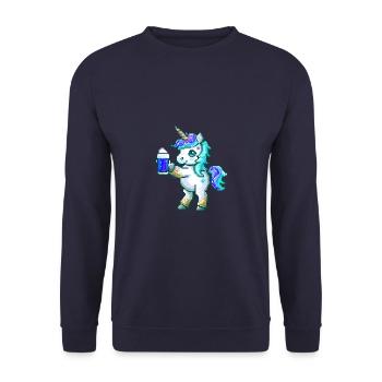 Unicorn Beer Party Funny - Unisex Sweatshirt - navy - Front - Alina (178cm) & Michal (187cm)