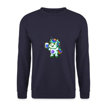 Fête de la bière de licorne Célébrer coloré - Sweat-shirt Unisexe - marine - Devant - Alina (178cm) & Michal (187cm)