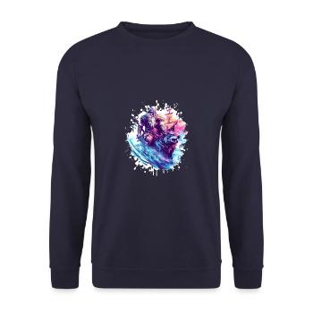 Wikinger Wolf Krieger Valhalla - Unisex Pullover - Navy - Vorne - Alina (178cm) & Michal (187cm)