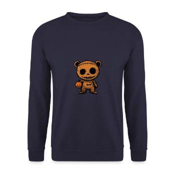 Bär Halloween Lustig Zombie - Unisex Pullover - Navy - Vorne - Alina (178cm) & Michal (187cm)