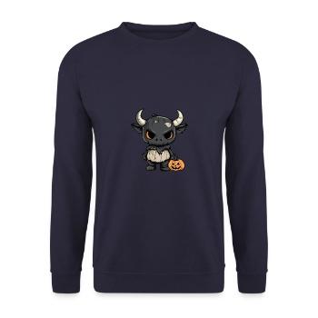 Stier Halloween Lustig Zombie - Unisex Pullover - Navy - Vorne - Alina (178cm) & Michal (187cm)