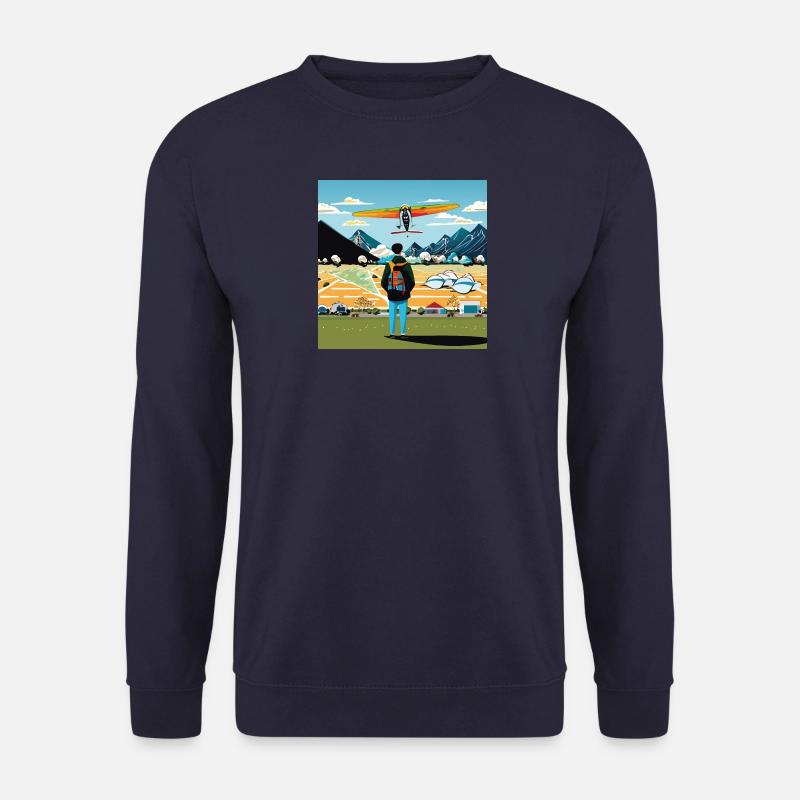 GuyWatchingPlanesVier - Unisex Pullover - Navy