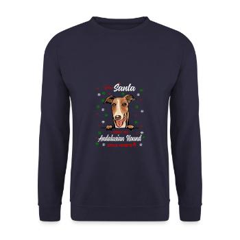 Andalusischer Laufhund Hund Weihnachten Hunderasse - Unisex Pullover - Navy - Vorne - Alina (178cm) & Michal (187cm)