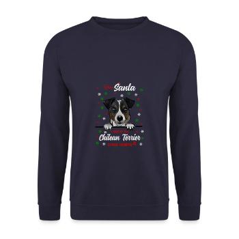 Chilenischer Terrier Hund Weihnachten Hunderasse - Unisex Pullover - Navy - Vorne - Alina (178cm) & Michal (187cm)