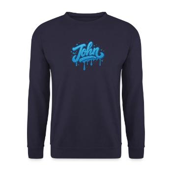 Graffiti JOHN Name Geschenk Ideal Druckbar auf t - Unisex Pullover - Navy - Vorne - Alina (178cm) & Michal (187cm)