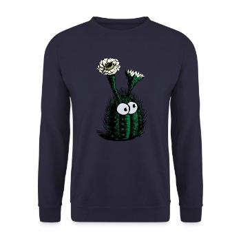 Kaktus mit Augen - Unisex Pullover - Navy - Vorne - Alina (178cm) & Michal (187cm)