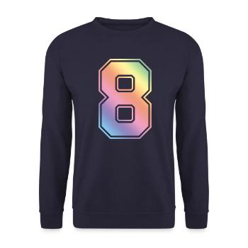 8 Zahl Bunt - Unisex Pullover - Navy - Vorne - Alina (178cm) & Michal (187cm)