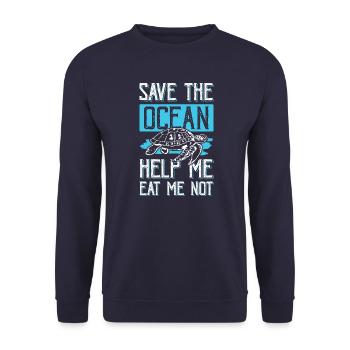 Sauvons la tortue de l’océan - Sweat-shirt Unisexe - marine - Devant - Alina (178cm) & Michal (187cm)