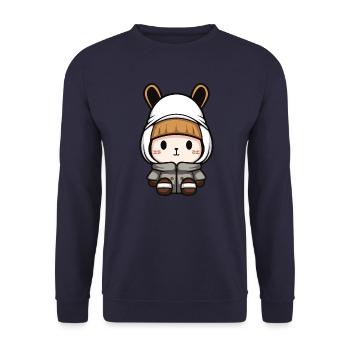 Lapin Hiver Bande Dessinée Mignon - Sweat-shirt Unisexe - marine - Devant - Alina (178cm) & Michal (187cm)