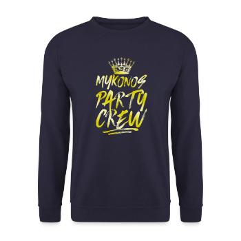 Mykonos Party Crew Gold - Unisex Pullover - Navy - Vorne - Alina (178cm) & Michal (187cm)