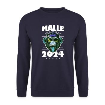 Malle 2024 Mallorca Monkey Party - Unisex Sweatshirt - navy - Front - Alina (178cm) & Michal (187cm)