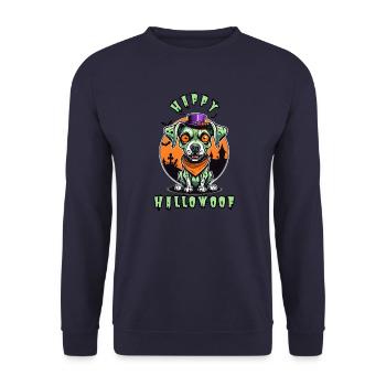 Happy Hallowoof Halloween Dog - Unisex Sweatshirt - navy - Front - Alina (178cm) & Michal (187cm)
