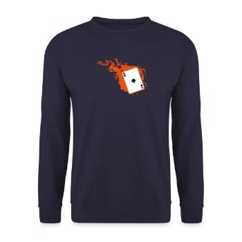 card poker card as flame pique1 - Unisex Sweatshirt - navy - Front - Alina (178cm) & Michal (187cm)