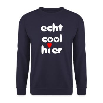 echt cool hier herz weiss rot - Unisex Pullover - Navy - Vorne - Alina (178cm) & Michal (187cm)