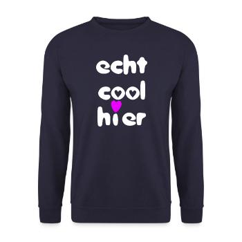 echt cool hier herz weiss pink - Unisex Pullover - Navy - Vorne - Alina (178cm) & Michal (187cm)