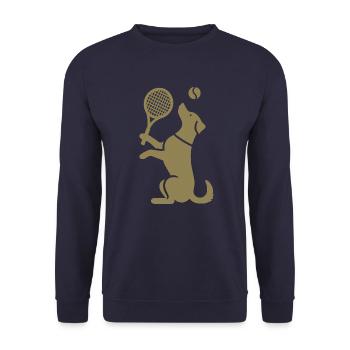Hund Tennis Silhouette Minimalistisch - Unisex Pullover - Navy - Vorne - Alina (178cm) & Michal (187cm)