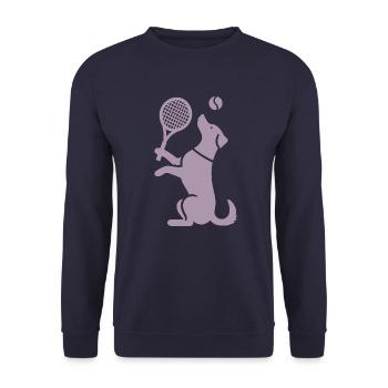 Hund Tennis Silhouette Minimalistisch - Unisex Pullover - Navy - Vorne - Alina (178cm) & Michal (187cm)