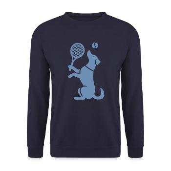 Hund Tennis Silhouette Minimalistisch - Unisex Pullover - Navy - Vorne - Alina (178cm) & Michal (187cm)