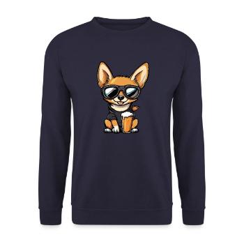 Chihuahua Hund Apres Ski Bier - Unisex Pullover - Navy - Vorne - Alina (178cm) & Michal (187cm)