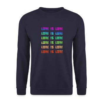 love is love,hearts,colorful,rainbow,love - Unisex Sweatshirt - navy - Front - Alina (178cm) & Michal (187cm)