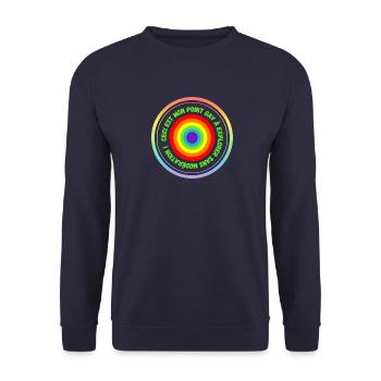 Point Gay message humour homosexuel gay - Sweat-shirt Unisexe - marine - Devant - Alina (178cm) & Michal (187cm)