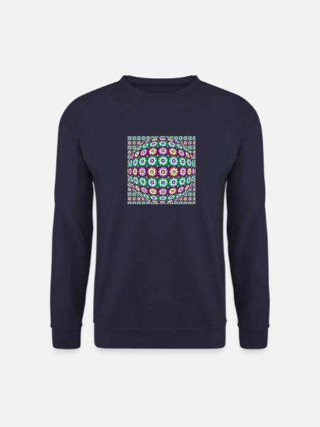 FRACTAL FLOWERS OP ART - Unisex Pullover - Navy