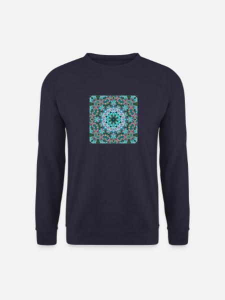 KALEIDOSCOPE ABSTRACT LILIES 2 FLOWERS 2 - Unisex Pullover - Navy