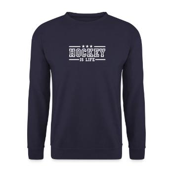 hockey is life deluxe - Unisex Sweatshirt - navy - Front - Alina (178cm) & Michal (187cm)
