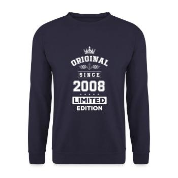 2008 limited edition Geburtstag - Unisex Pullover - Navy - Vorne - Alina (178cm) & Michal (187cm)