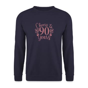 Cheers To 90 Years 90th Birthday Anniversary - Unisex Sweatshirt - navy - Front - Alina (178cm) & Michal (187cm)