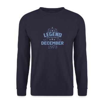 Une légende est née en décembre 1973 - Sweat-shirt Unisexe - marine - Devant - Alina (178cm) & Michal (187cm)