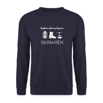 Es ist ein schöner Tag zum Skifahren - Unisex Pullover - Navy - Vorne - Alina (178cm) & Michal (187cm)