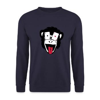 Affe Gorilla Affe Poker tete5 - Unisex Pullover - Navy - Vorne - Alina (178cm) & Michal (187cm)