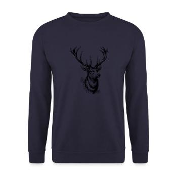 deer Hirsch Reh Geweih rentiere - Unisex Pullover - Navy - Vorne - Alina (178cm) & Michal (187cm)