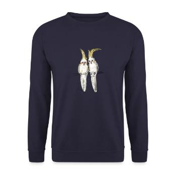 cockatiels - Unisex Sweatshirt - navy - Front - Alina (178cm) & Michal (187cm)