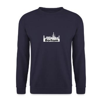 Borkum Skyline - Unisex Pullover - Navy - Vorne - Alina (178cm) & Michal (187cm)