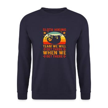 Sloth Hiking Team we will get there when we get... - Unisex Sweatshirt - navy - Front - Alina (178cm) & Michal (187cm)