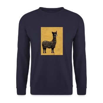 Lama Painting Gold - Unisex Sweatshirt - navy - Front - Alina (178cm) & Michal (187cm)