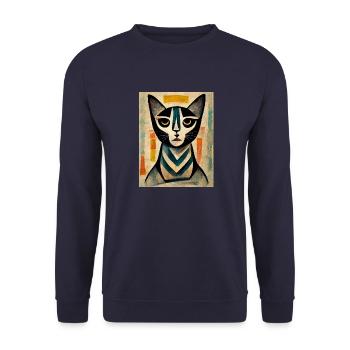 Katze abstrakt - Unisex Pullover - Navy - Vorne - Alina (178cm) & Michal (187cm)